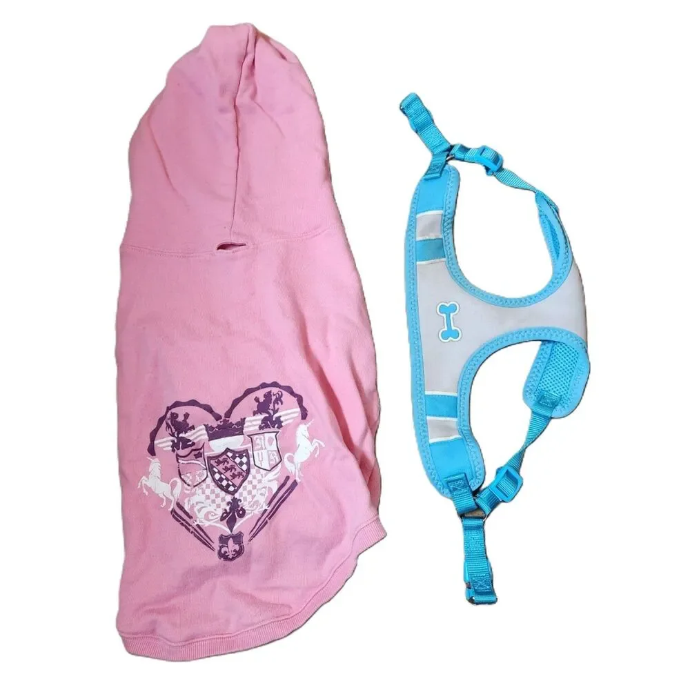 2‑Piece Dog Apparel Lot – Hoodie (L) & Top Dog Harness (M) – Gently Used